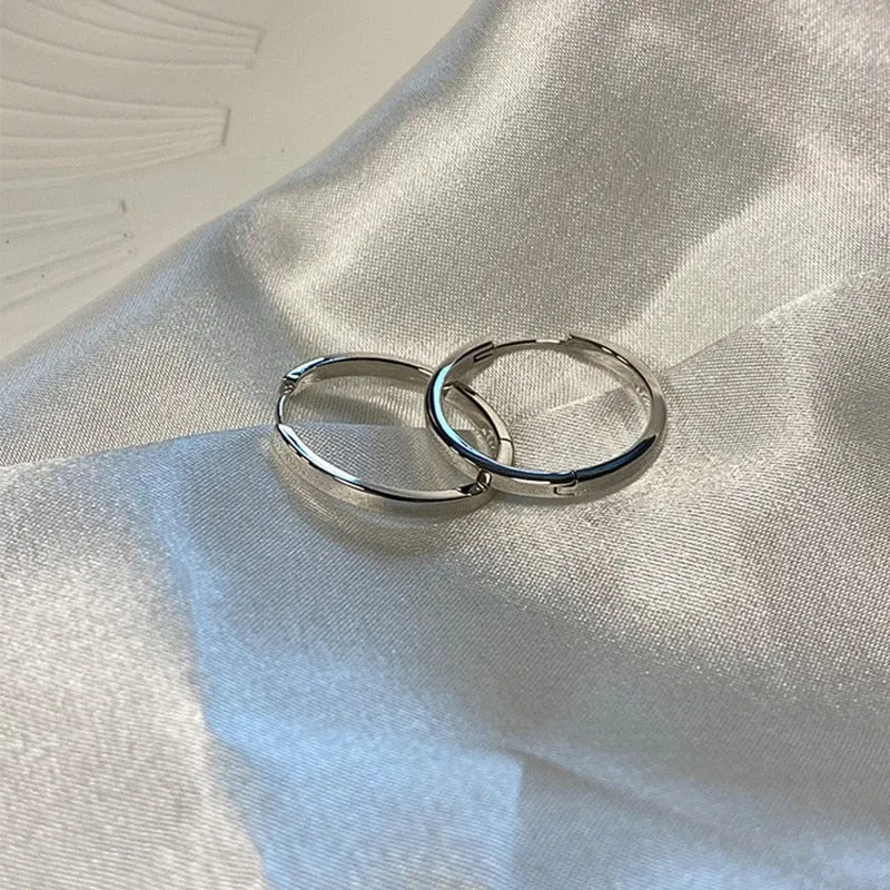Simple Square Silver Plated Hoop Earrings For Women