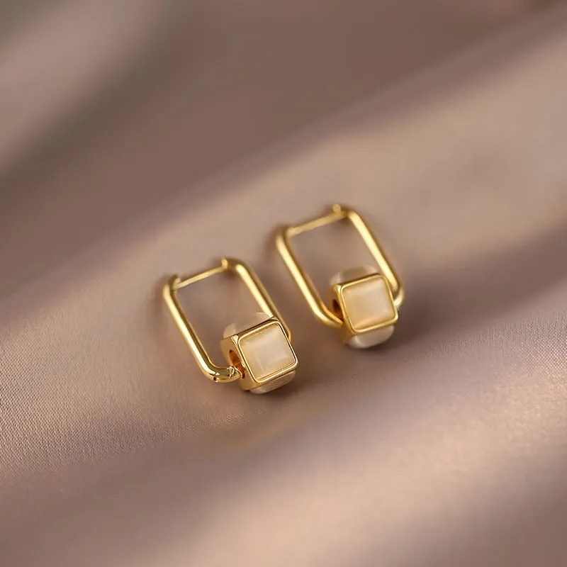 Simple Square Silver Plated Hoop Earrings For Women