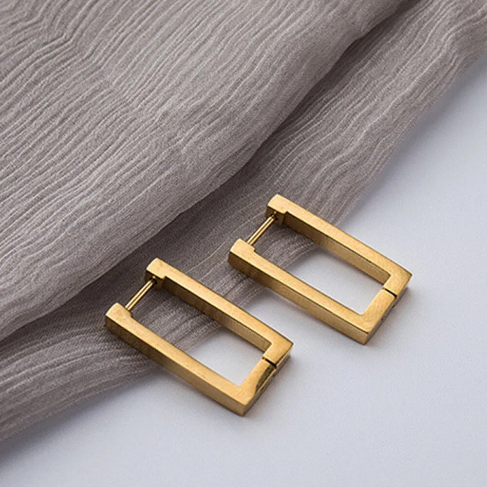 Simple Square Silver Plated Hoop Earrings For Women