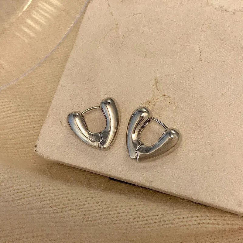 Simple Square Silver Plated Hoop Earrings For Women