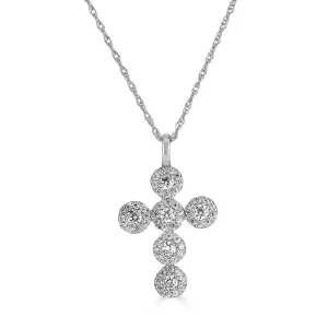Sincerely, Springer's Diamond Halo Cross Necklace - White Gold