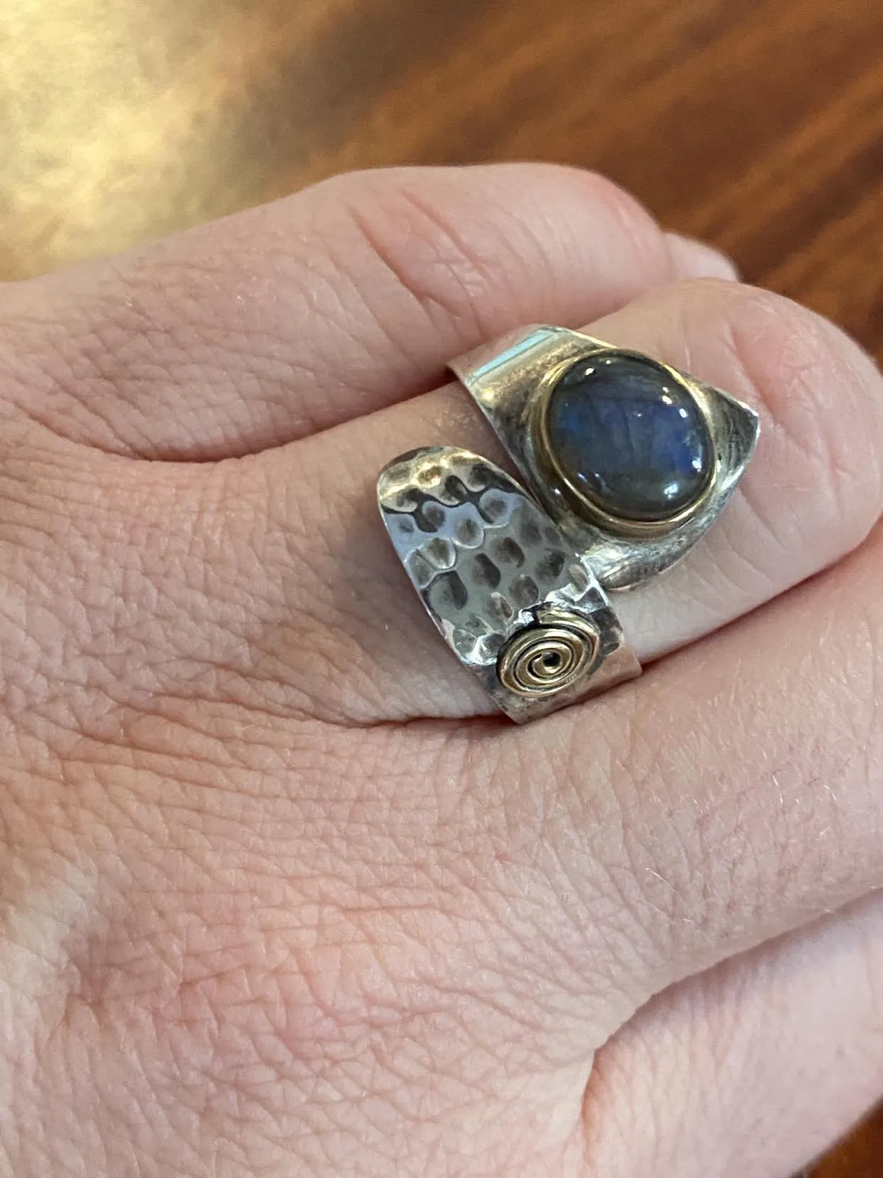 Size 9 Adjustable Labradorite Ring