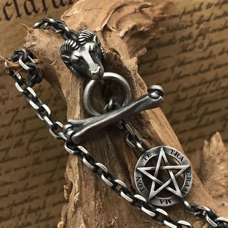Skeleton Cross Necklace Men's Retro Punk Hip hop Pendant