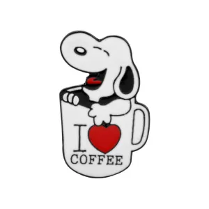 Snoopy Mug Love Hearts Metal Brooch Pin 4PCS