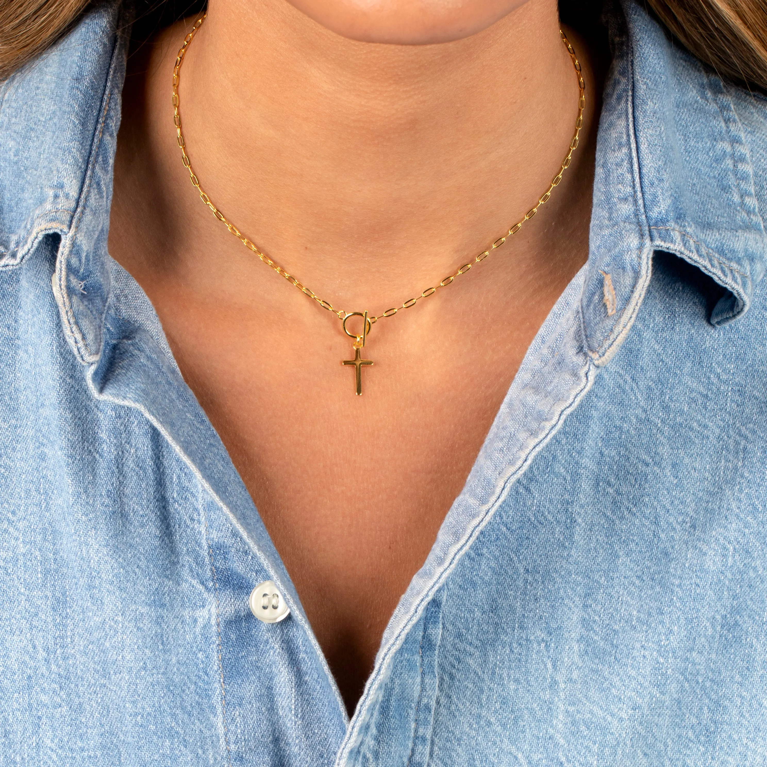 Solid Cross Toggle Necklace