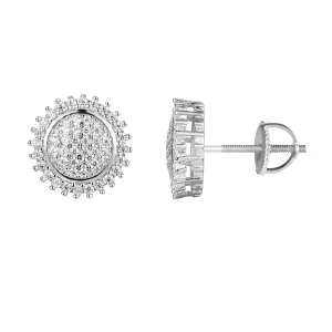 Solitaire Prong Set Round Sterling Silver Stud Earrings