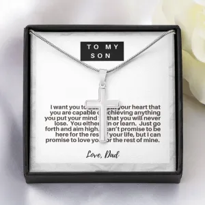 Son, You either win or learn,From Dad-Artisan Cross Necklace