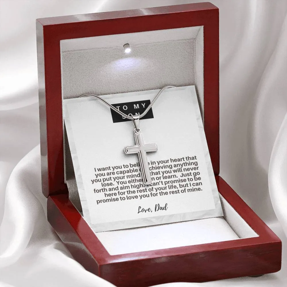 Son, You either win or learn,From Dad-Artisan Cross Necklace
