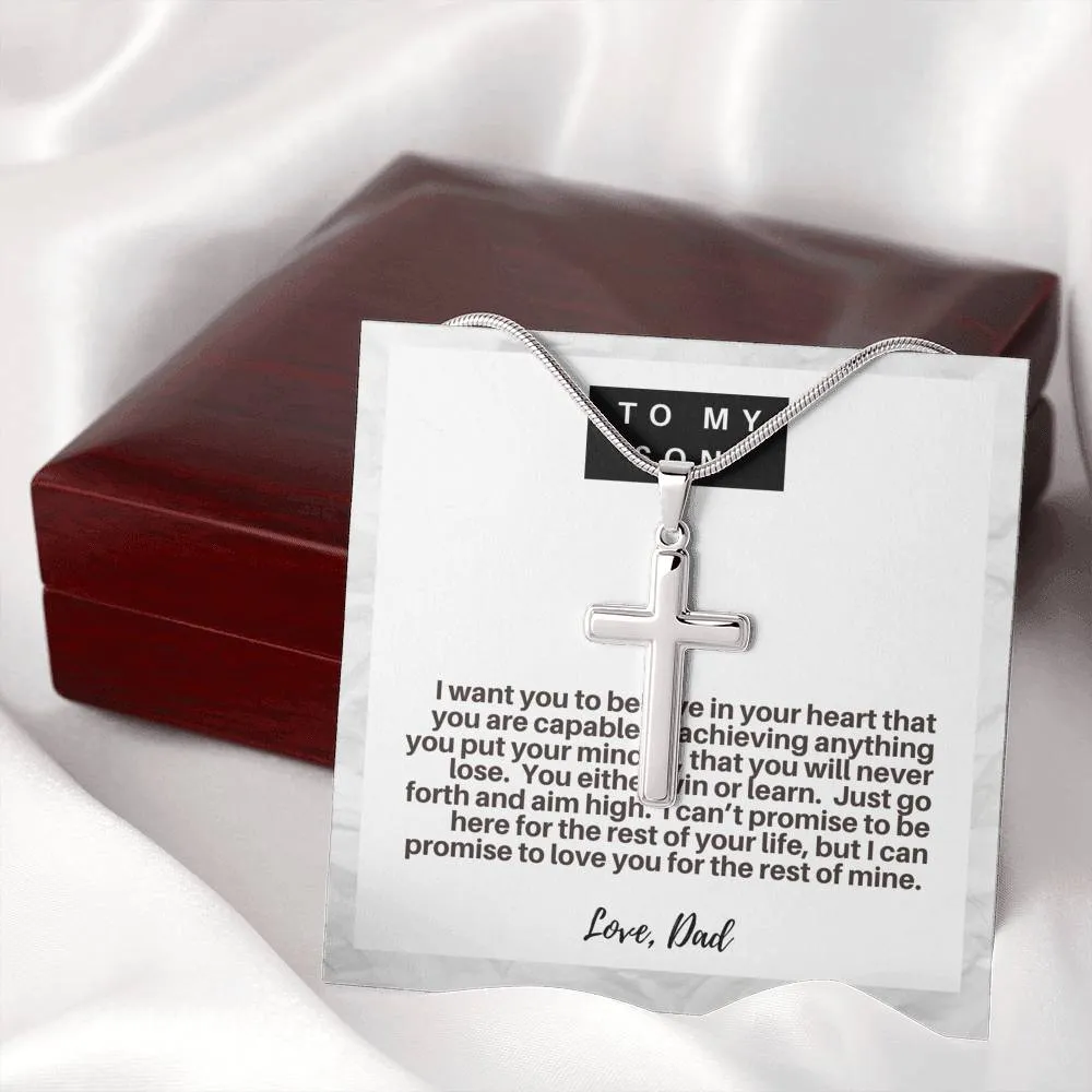 Son, You either win or learn,From Dad-Artisan Cross Necklace