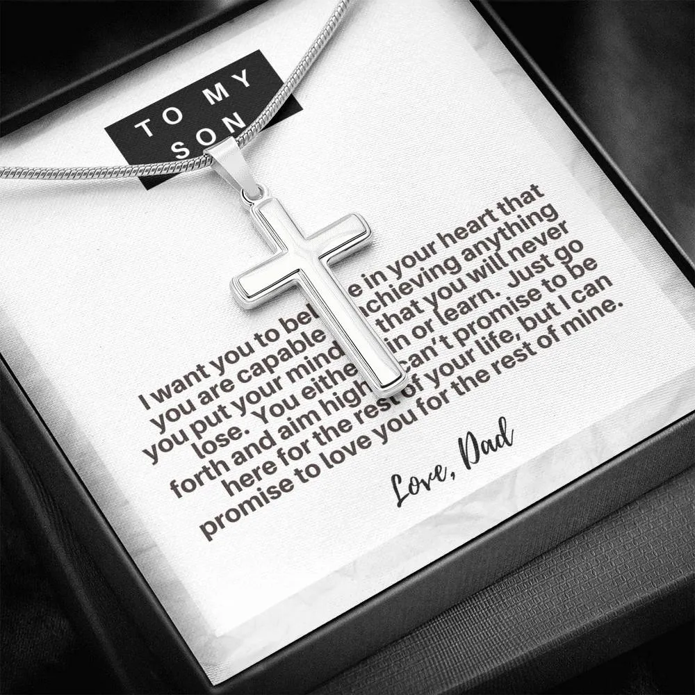 Son, You either win or learn,From Dad-Artisan Cross Necklace