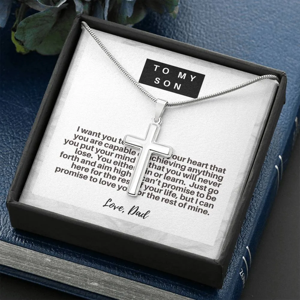 Son, You either win or learn,From Dad-Artisan Cross Necklace