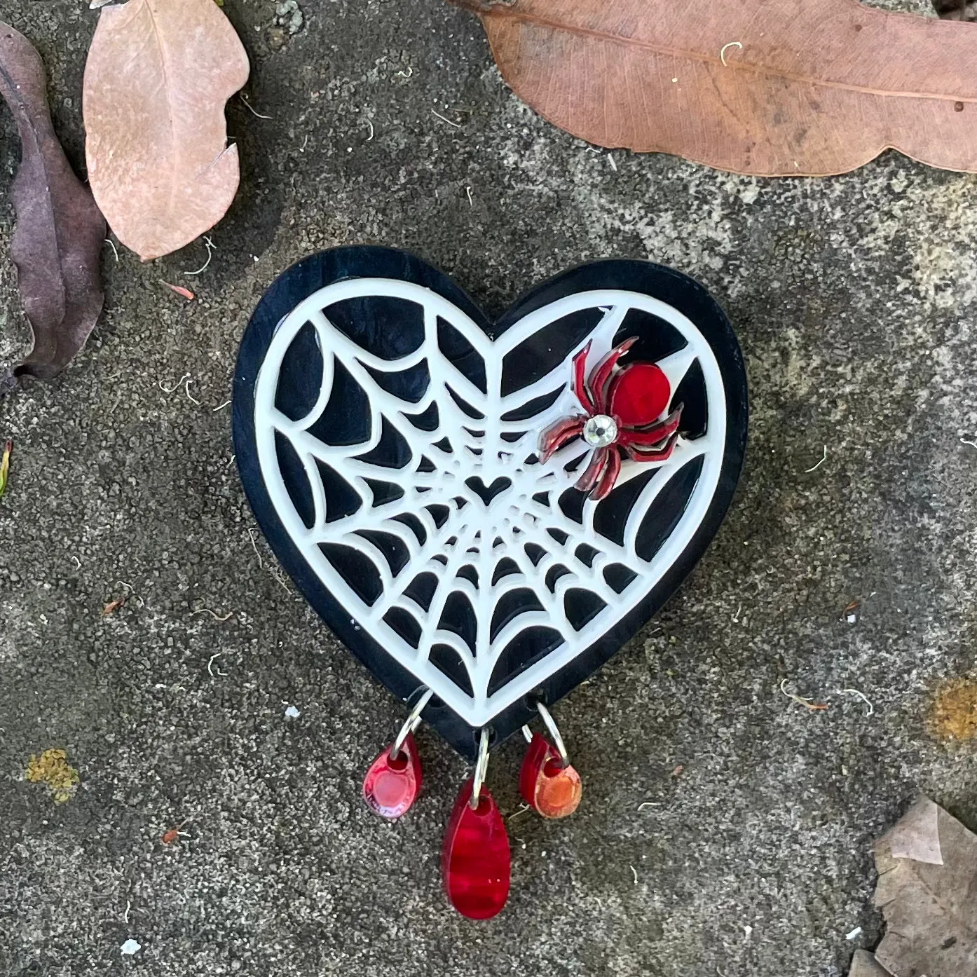 Spider heart  - Brooch