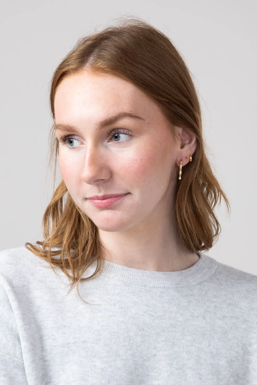 Square Bamboo Earrings for Women in Gold | ED10241-GD