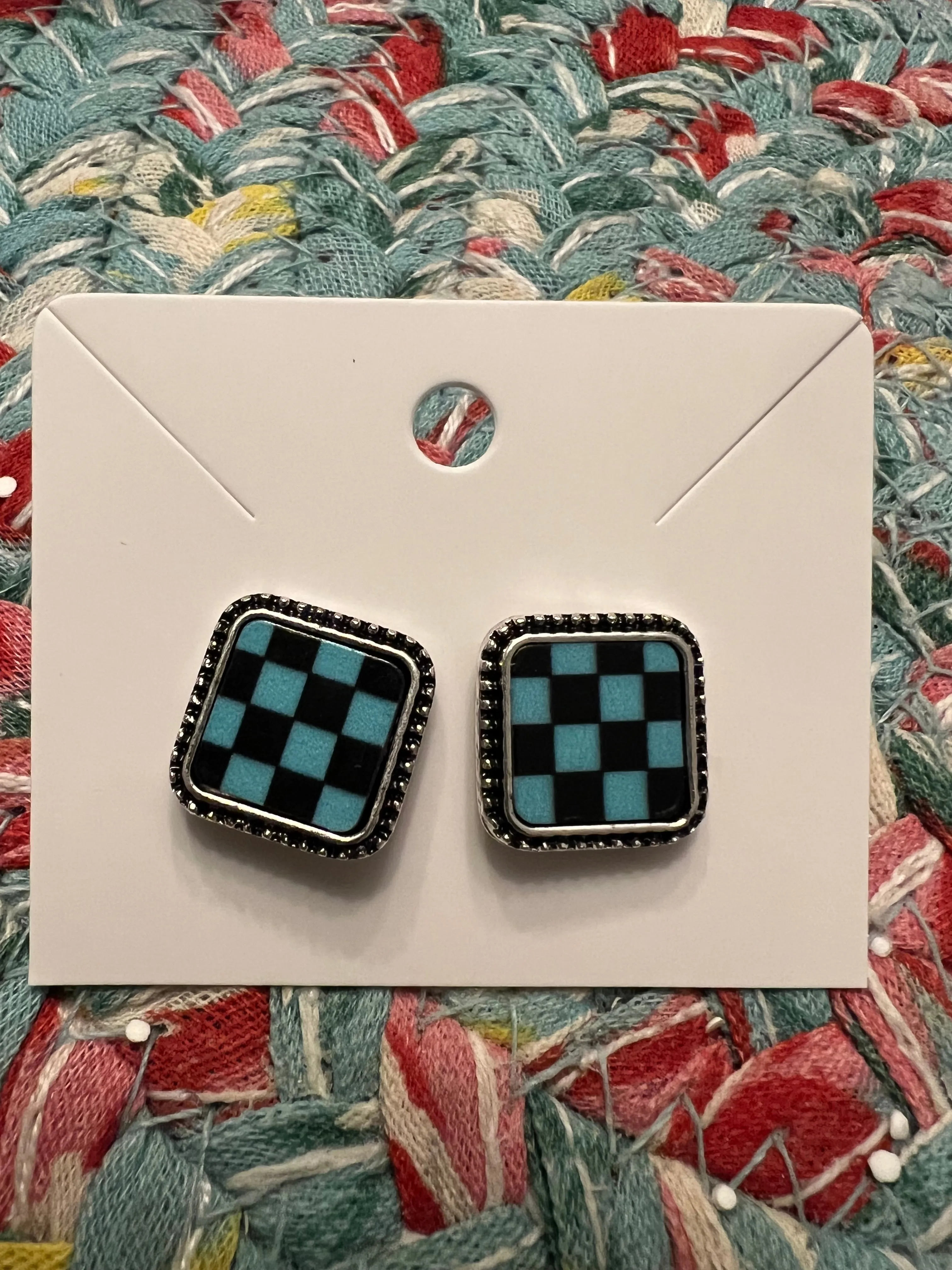 Square Checkerboard Earrings