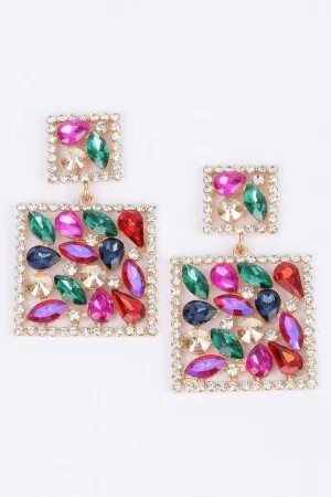 Square Dangle Rhinestone Earring