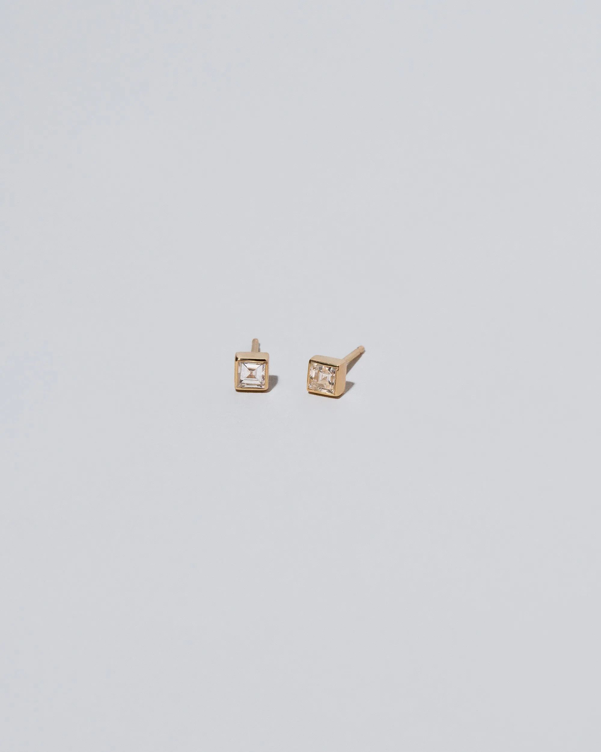 Square Frame Stud Earrings - Petite White Diamond