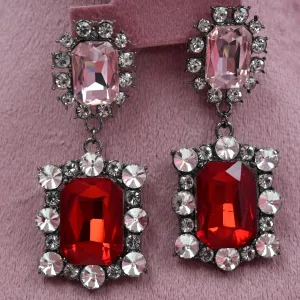 SQUARE RED EARRING