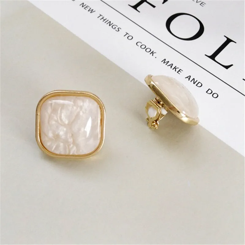 Square Resin stud Earrings 14K Gold Wedding Women Jewelry