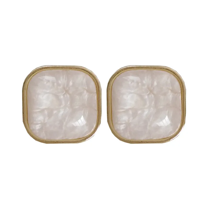 Square Resin stud Earrings 14K Gold Wedding Women Jewelry