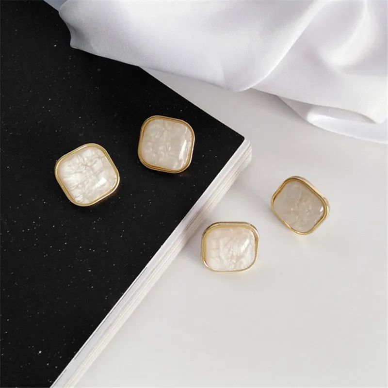 Square Resin stud Earrings 14K Gold Wedding Women Jewelry