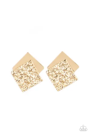 Square With Style - Gold Post Earring