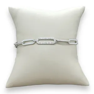 SS CZ large Paperclip bracelet