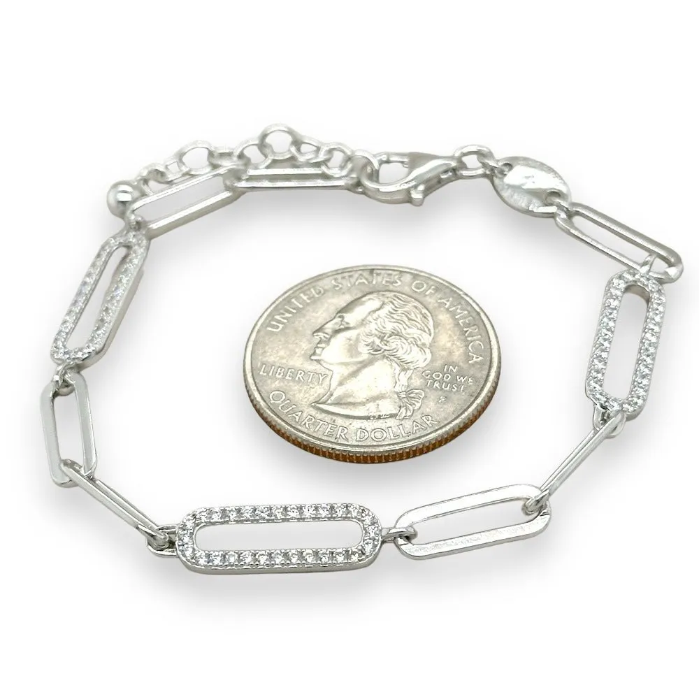 SS CZ large Paperclip bracelet