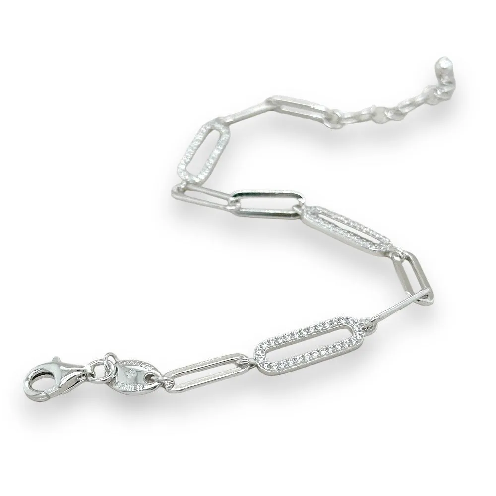 SS CZ large Paperclip bracelet