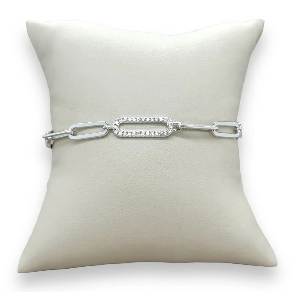 SS CZ large Paperclip bracelet
