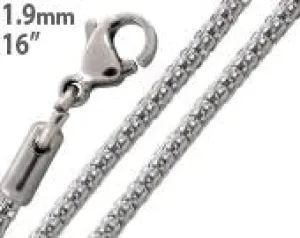 Stainless Steel 16" Snake Skin Mesh Chain Necklace 1.9 MM
