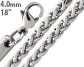 Stainless Steel 18" Spiga Chain Necklace 4.0 MM