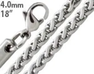 Stainless Steel 18" Spiga Chain Necklace 4.0 MM