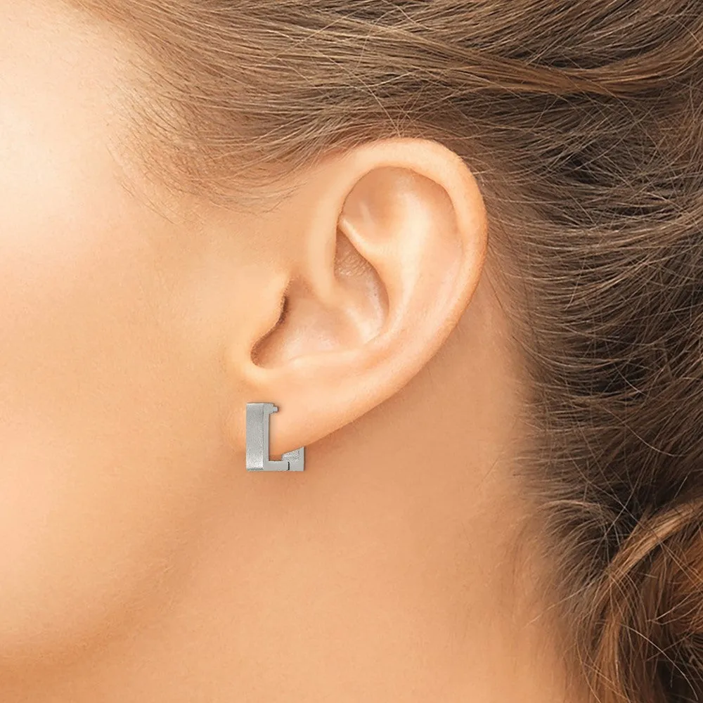 Stainless Steel Brushed Square Hoop Earrings
