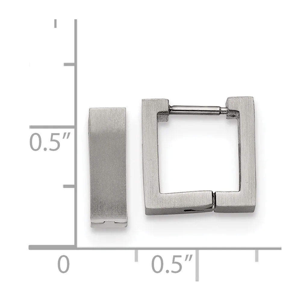 Stainless Steel Brushed Square Hoop Earrings
