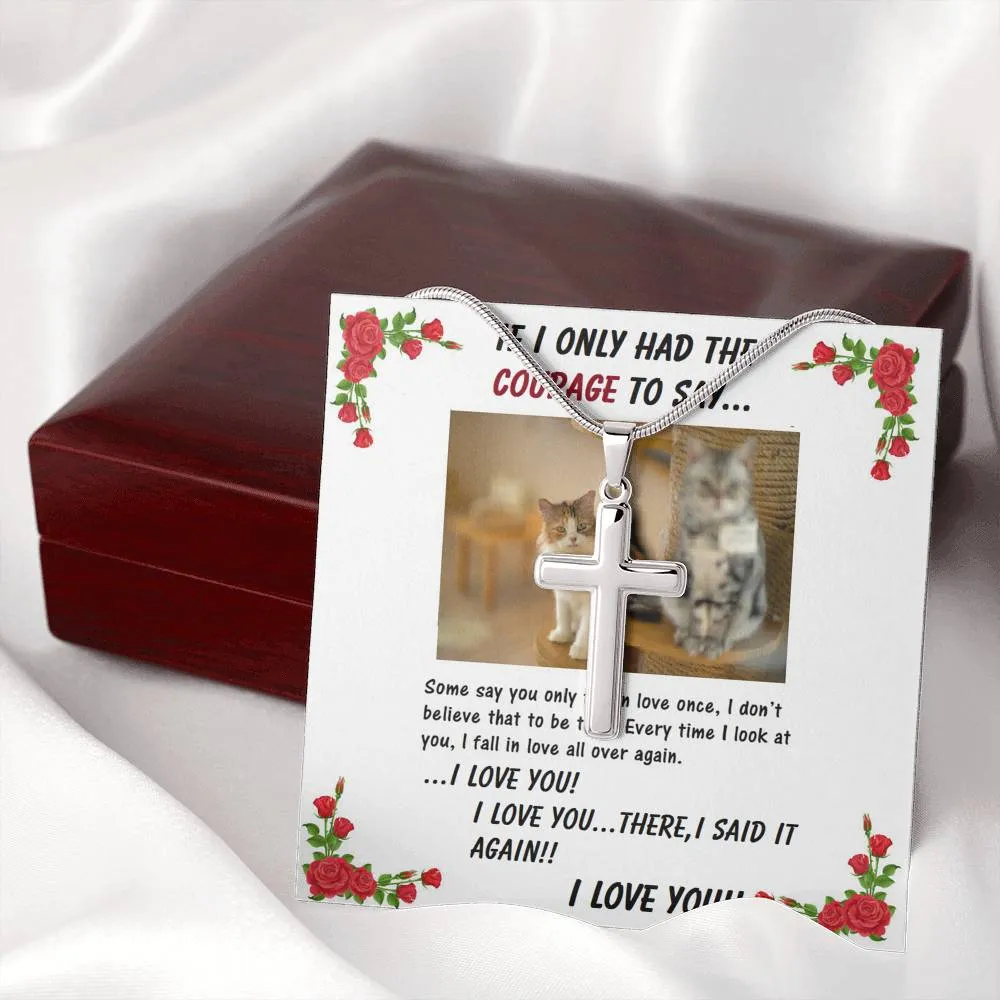 Stainless Steel Cross Necklace, For Girlfriend | For Wife, Son, For Christmas, Birthday, Valentine's Day, Anniversary, Custom Message Card