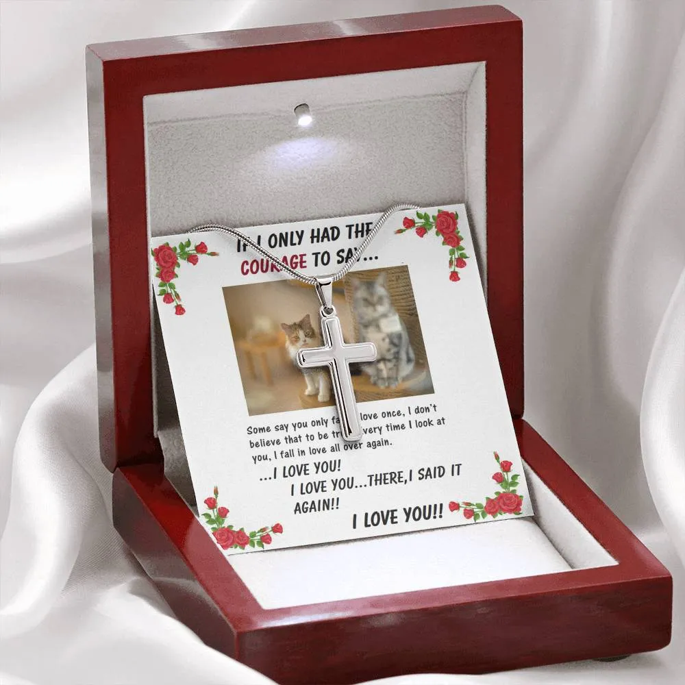 Stainless Steel Cross Necklace, For Girlfriend | For Wife, Son, For Christmas, Birthday, Valentine's Day, Anniversary, Custom Message Card