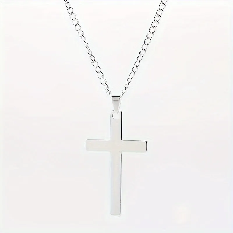 Stainless Steel Cross Necklace in Gold and Silver for Men and Women