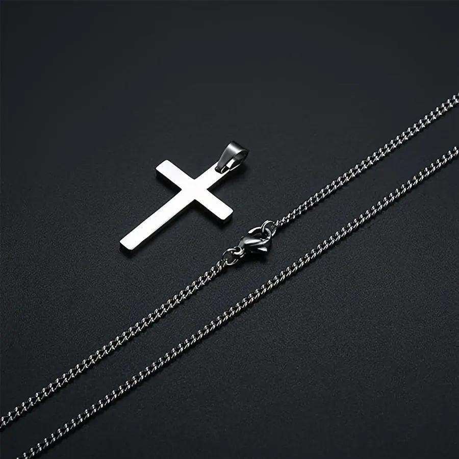 Stainless Steel Cross Necklace in Gold and Silver for Men and Women