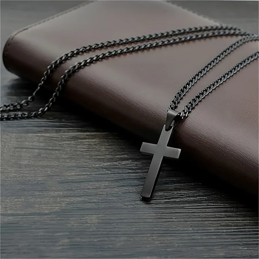 Stainless Steel Cross Necklace in Gold and Silver for Men and Women