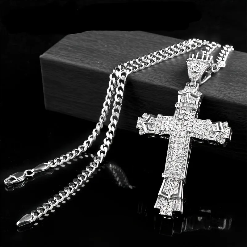 Stainless Steel Cross Pendant Necklace for Men