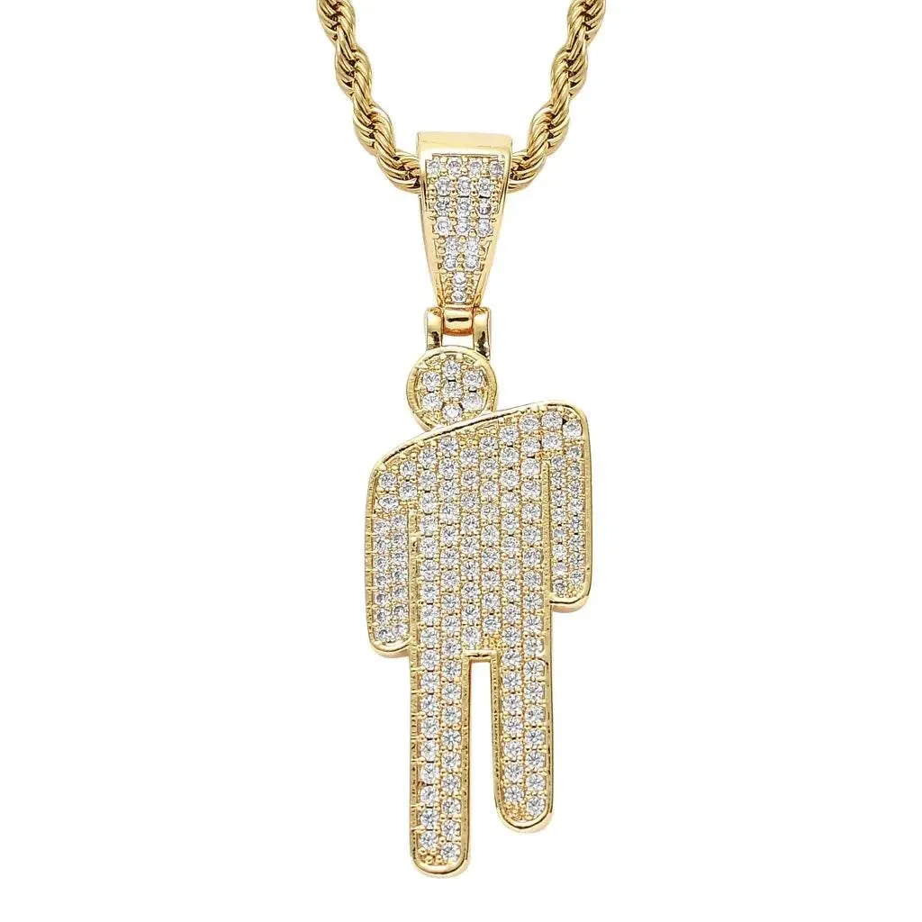 Stainless Steel Cross Pendant Necklaces Classical Sparkling 24K Gold-Plated