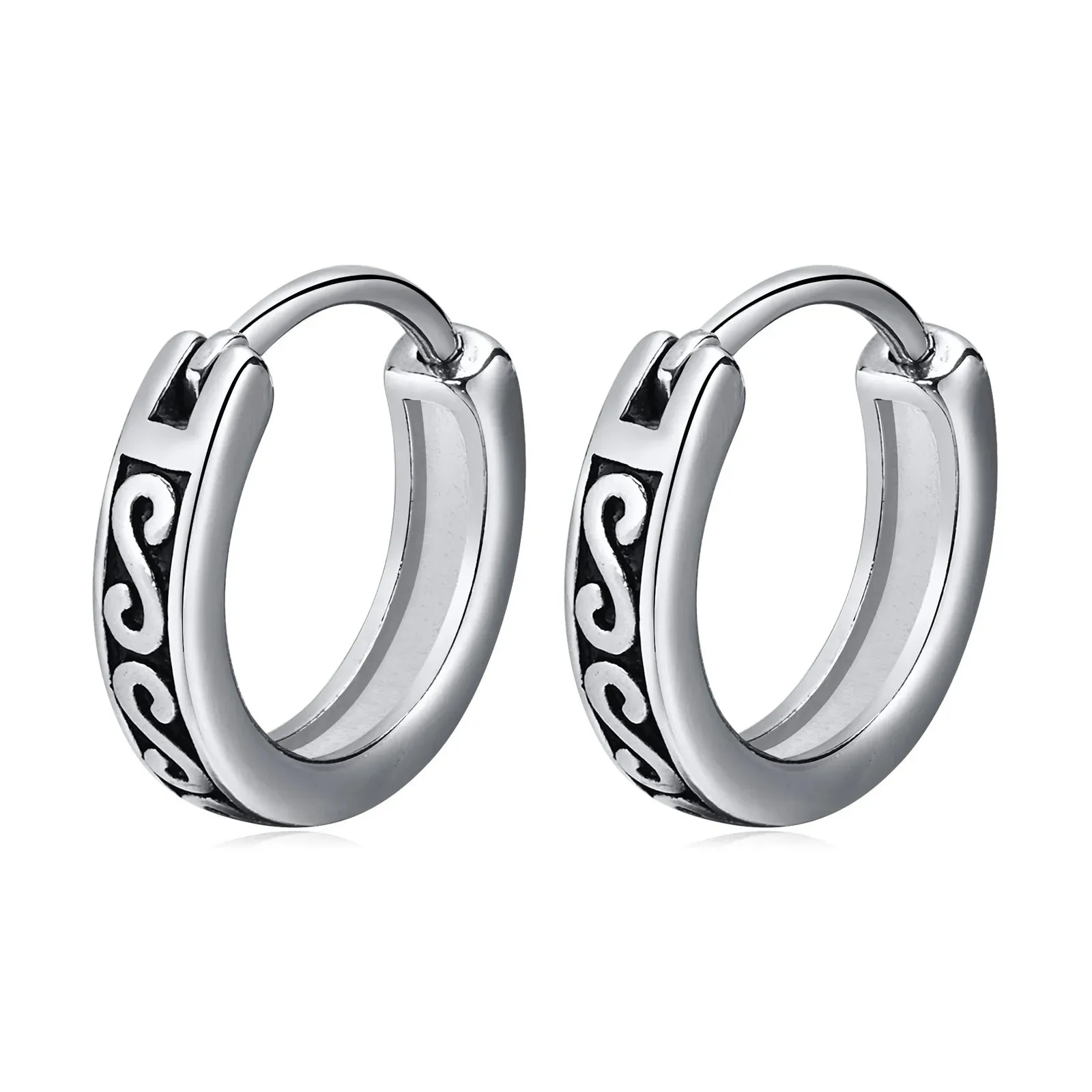 Stainless Steel Rock Punk Huggie Earrings For Men