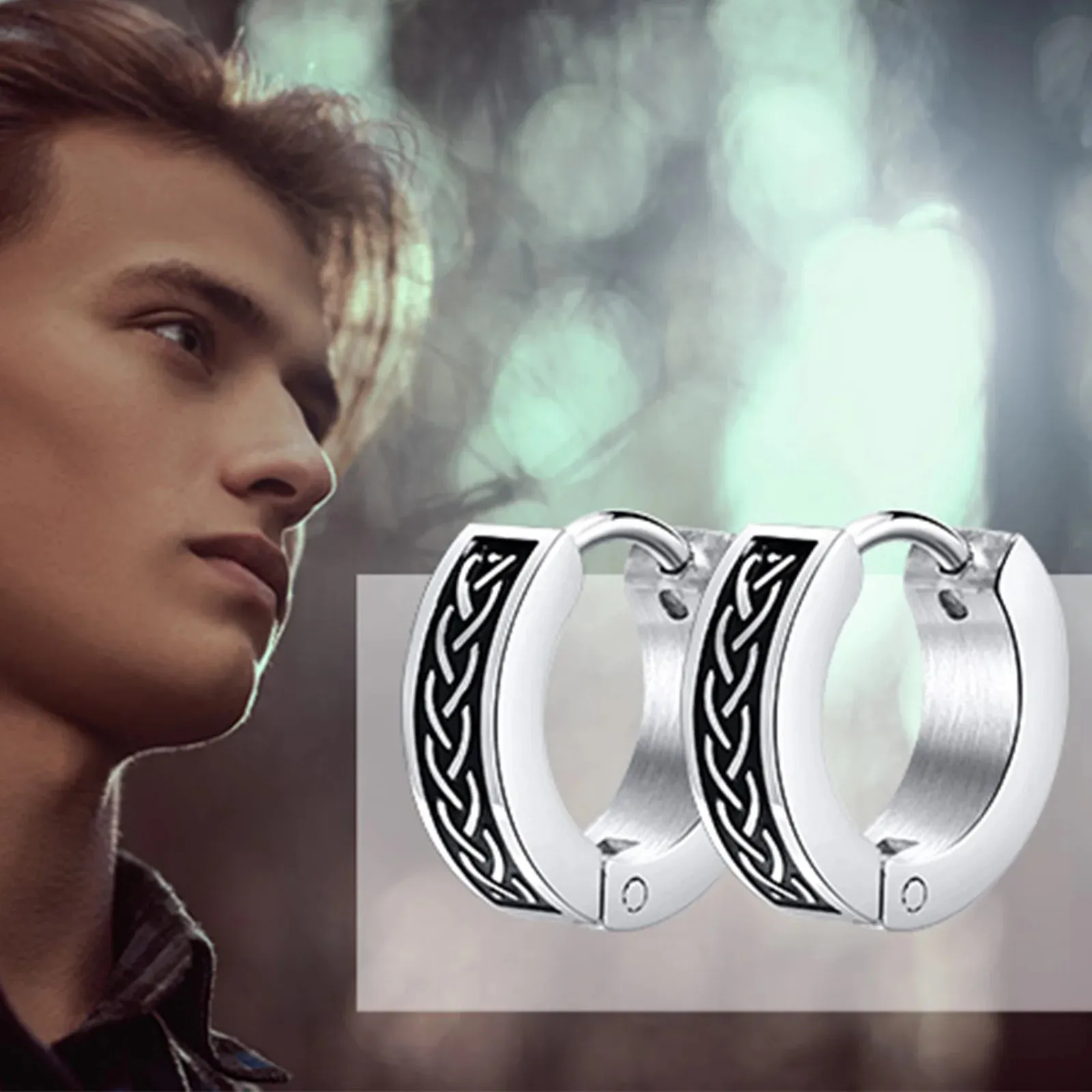 Stainless Steel Rock Punk Huggie Earrings For Men