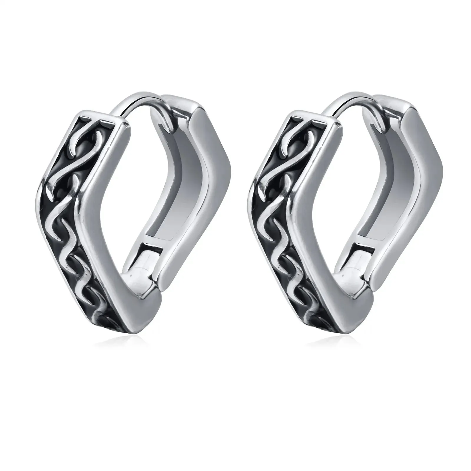Stainless Steel Rock Punk Huggie Earrings For Men