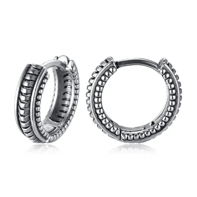 Stainless Steel Rock Punk Huggie Earrings For Men
