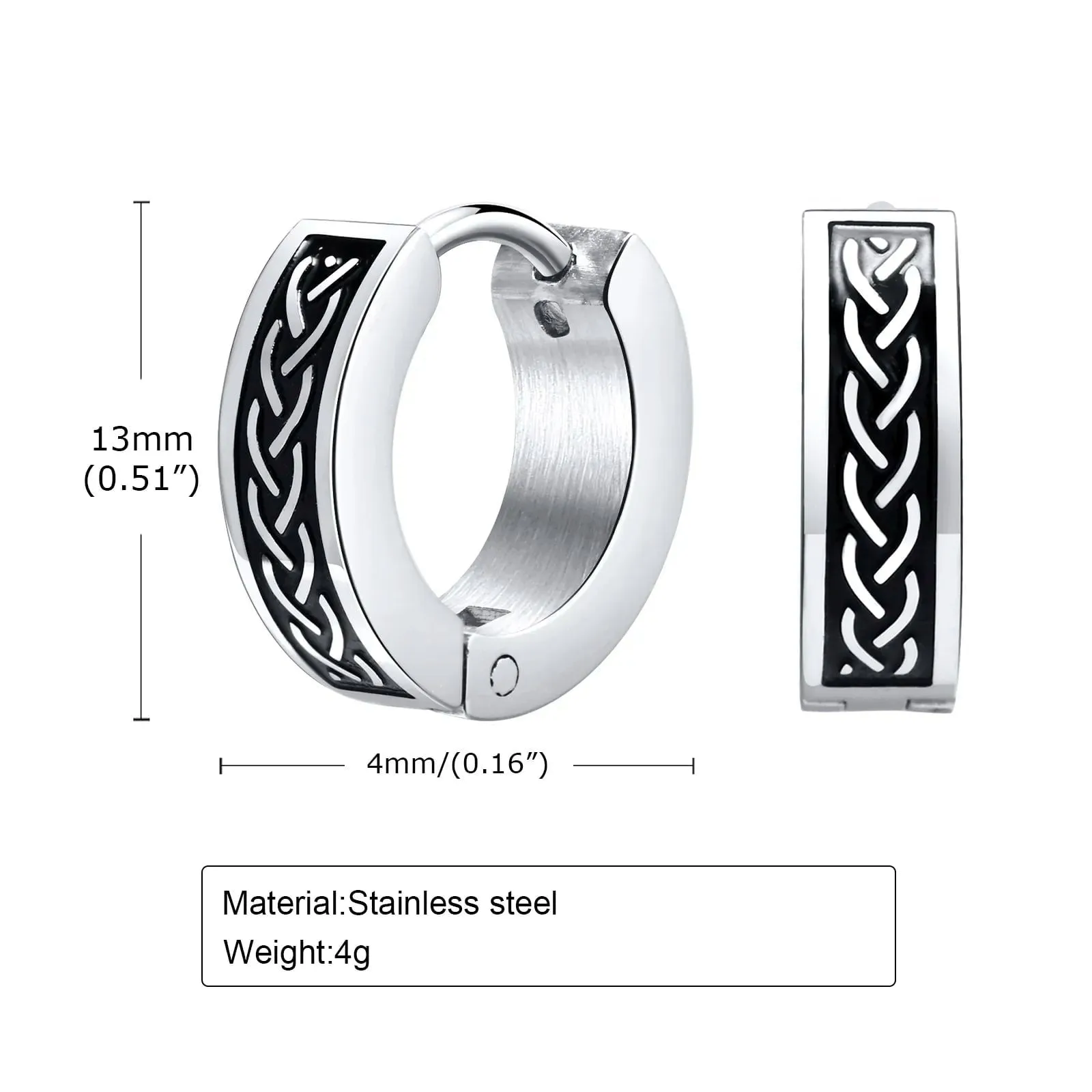 Stainless Steel Rock Punk Huggie Earrings For Men