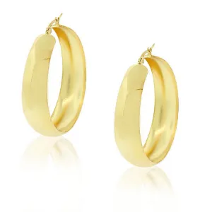 Stainless Steel Yellow Gold-Tone Classic Polished Hoop Earrings 1.60" Diameter