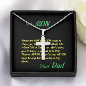 Steel Cross Necklace, Birthday Gift For Son, To My Son Cross, Custom Message Card, Present From Dad For Son Birthday Gift Ideas