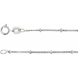 Sterling Silver 1 mm Beaded Curb 24" Chain