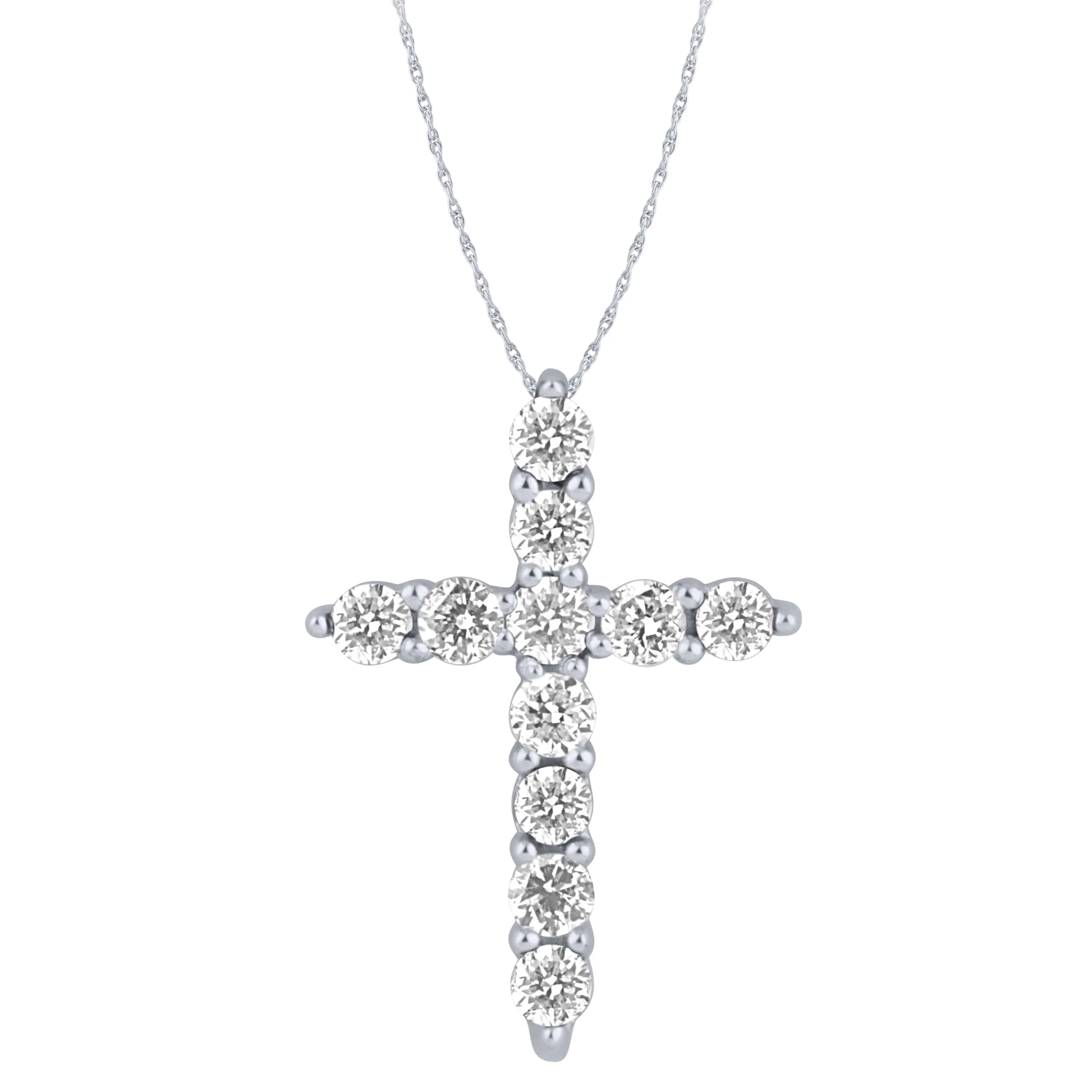 Sterling Silver 1/4Ctw Dia Cross Pendant